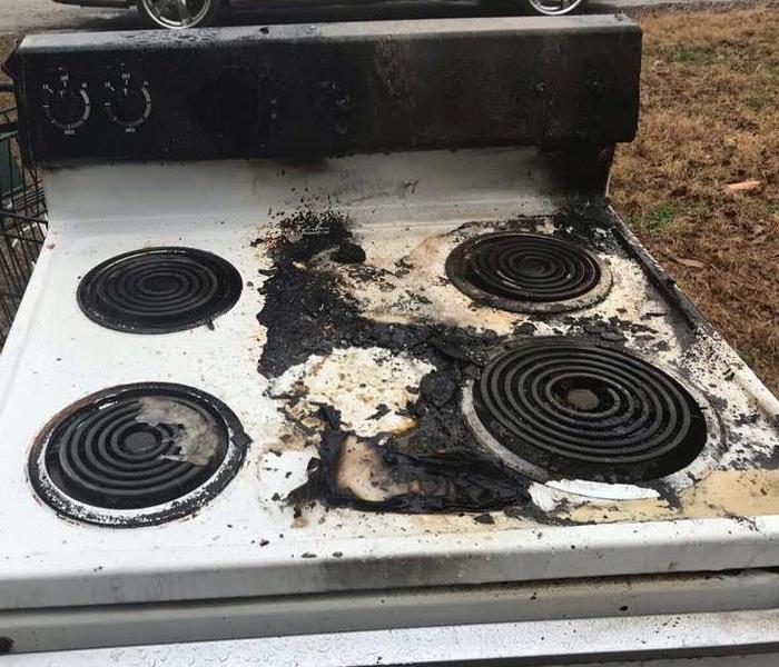 Stove damaged by fire